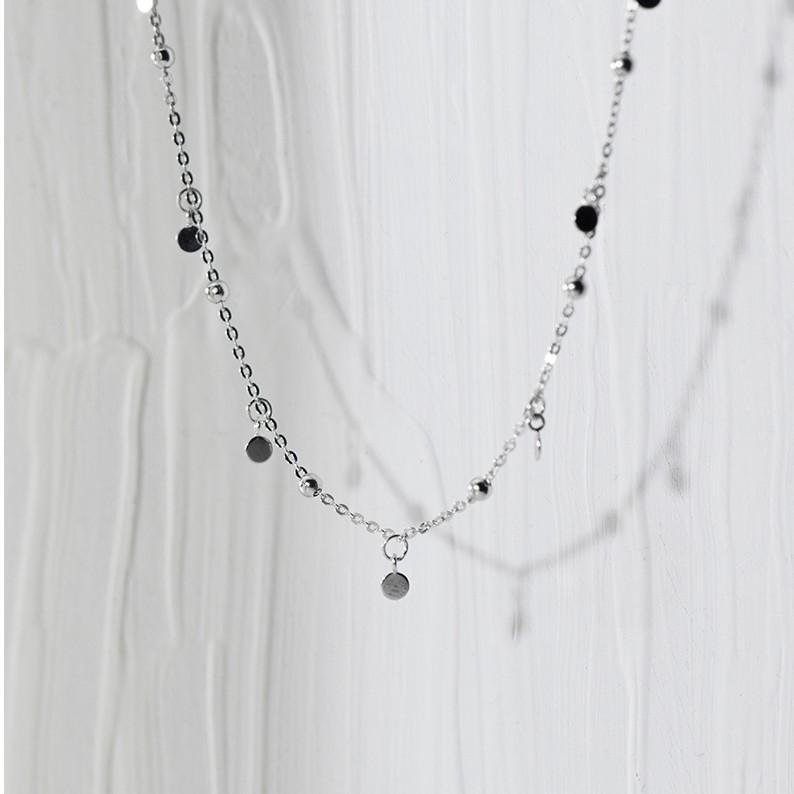 Choker Dây chuyền vòng cổ nữ bạc s925 tua rua mặt tròn dẹt Cá jewelry DC37