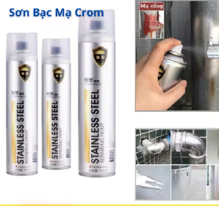 chai sơn xịt mạ crôm sáng như mới 350ml
