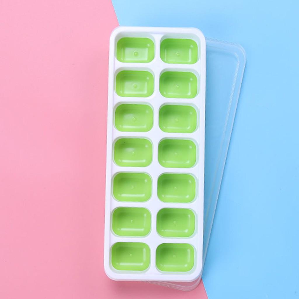 Khay Đá Silicon 14 Ngăn, Khay Làm Đá Silicon Có Nắp Đậy Lấy Đá Dễ Dàng, Nhanh Gọn Tiện Lợi