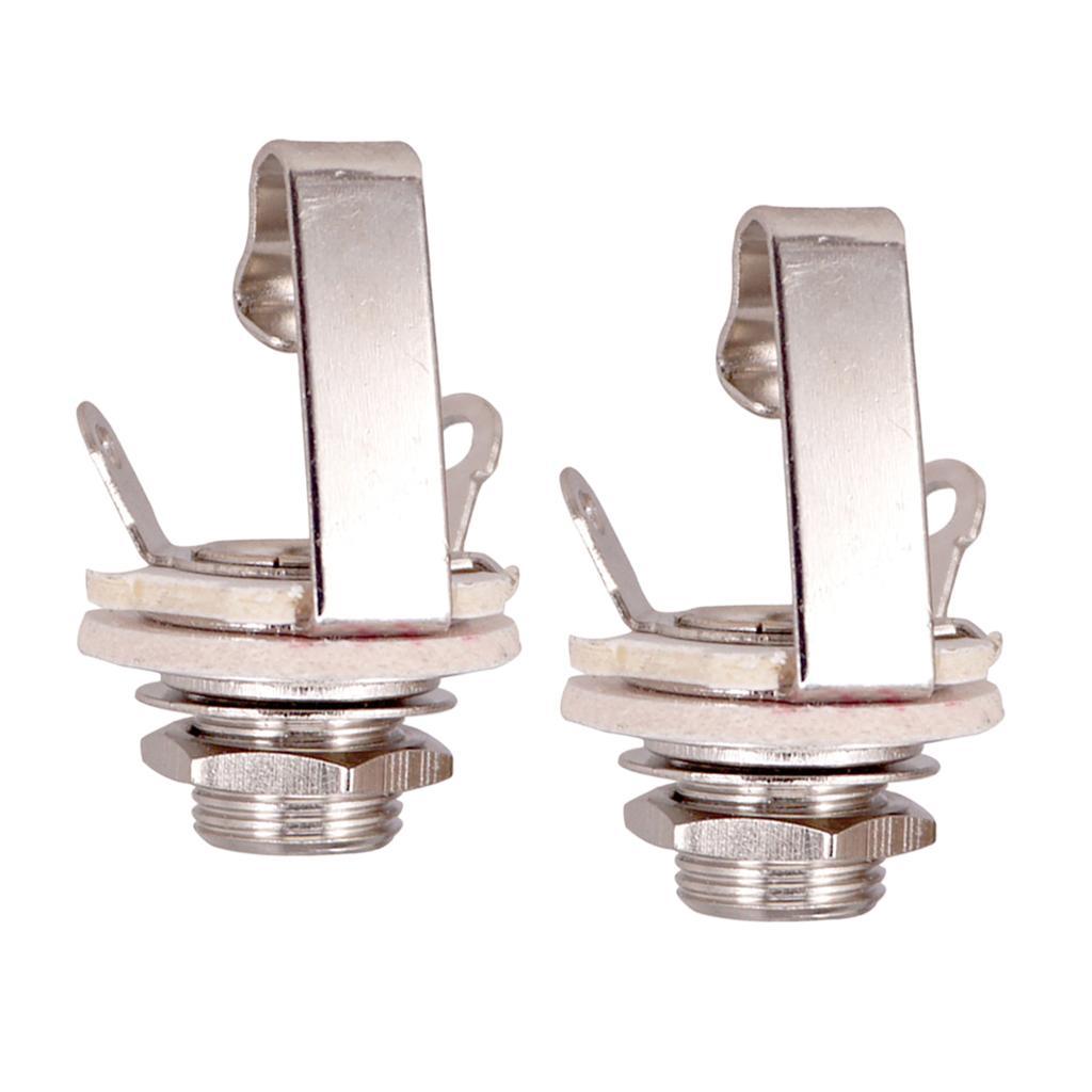 2x Pack of 2 Electric Guitar Bass 6.35mm Mono Socket Plug Instrument Accs - Silver, 6.35mm