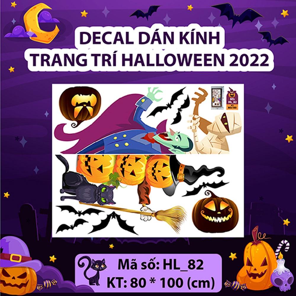 DECAL TRANG TRÍ HALLOWEEN 2022 COMBO MỪNG ĐẾN LỂ HỘI HALLOWEEN