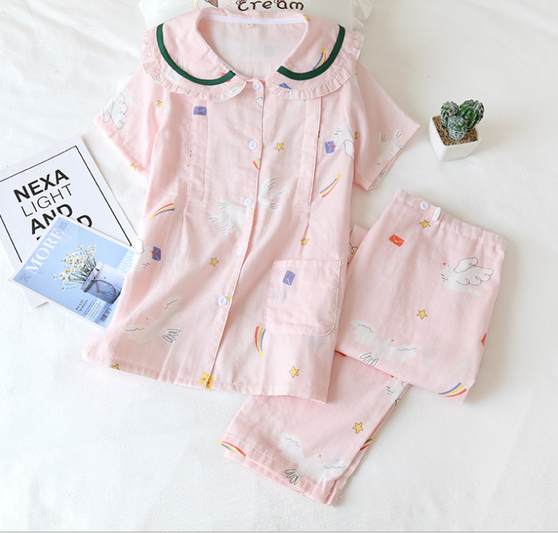 Pijama Bầu Và Sau Sinh, Đồ Bộ Cho Mẹ Azuno AZ2141 Chất Liệu Xô Nhật Ngắn Tay Mùa Hè