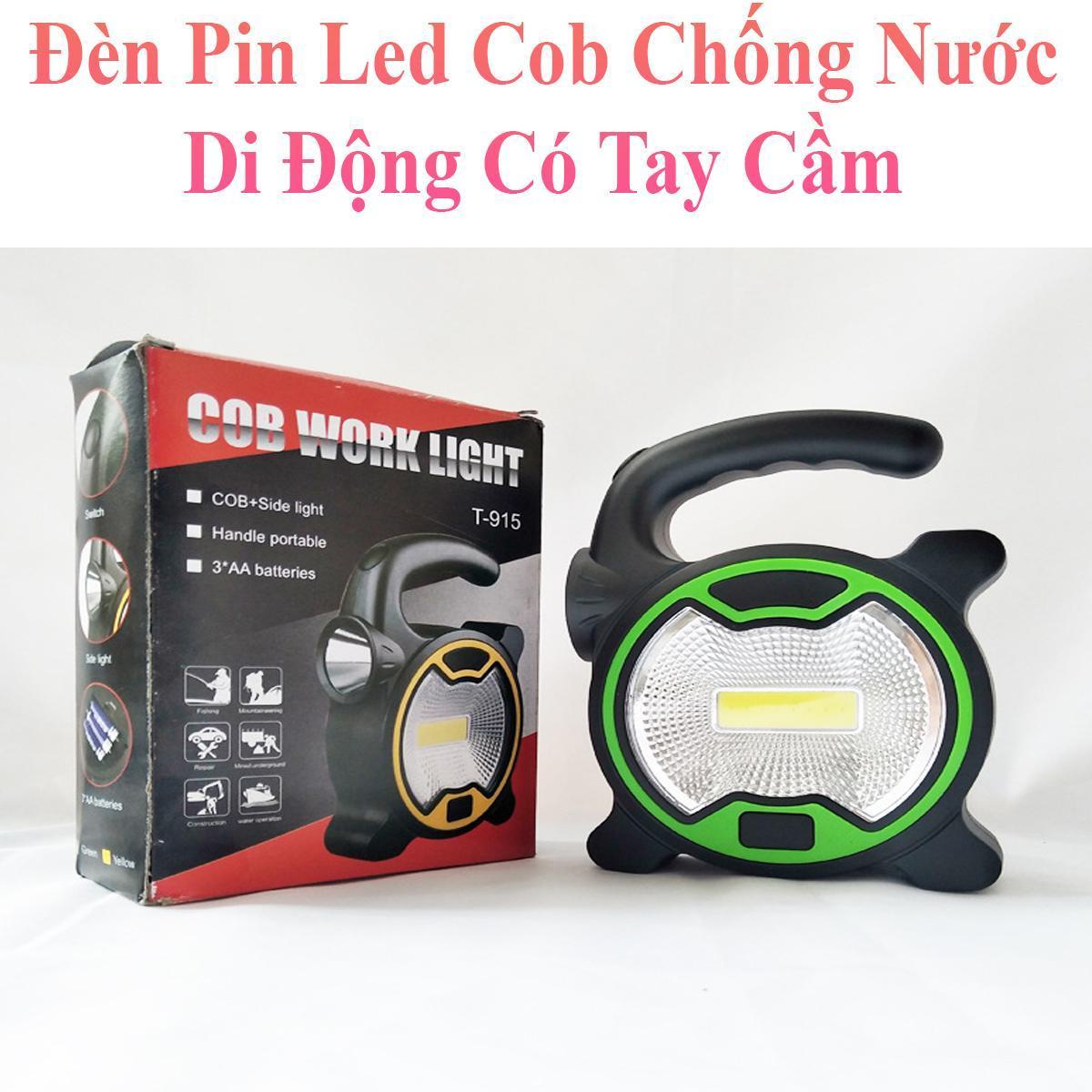 Đèn Pin Led Cob 2 Chế Độ Chống Nước Di Động Có Tay Cầm Dùng 3 Pin Aa Tiện Dụng