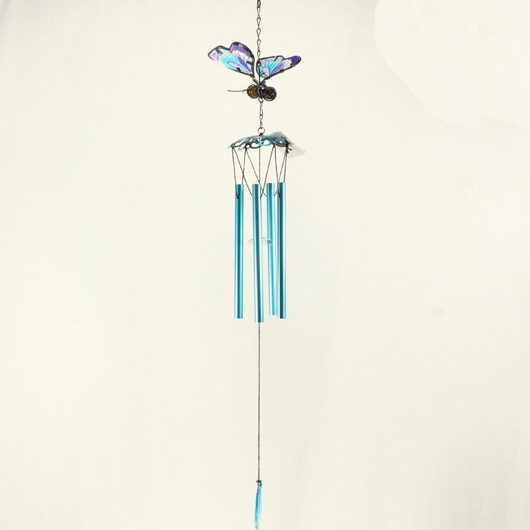 Blue Butterfly Wind Chimes Outdoor Glass Butterfly Metal Wind Chimes Garden Decor Chimes Patio Balcony Room Decoration HBJYT