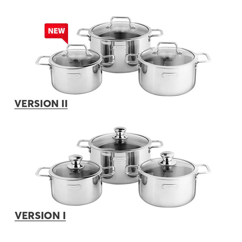 Bộ nồi Inox liền khối Elmich Trimax classic size EL2105 16,20,24cm - Hàng chính hãng
