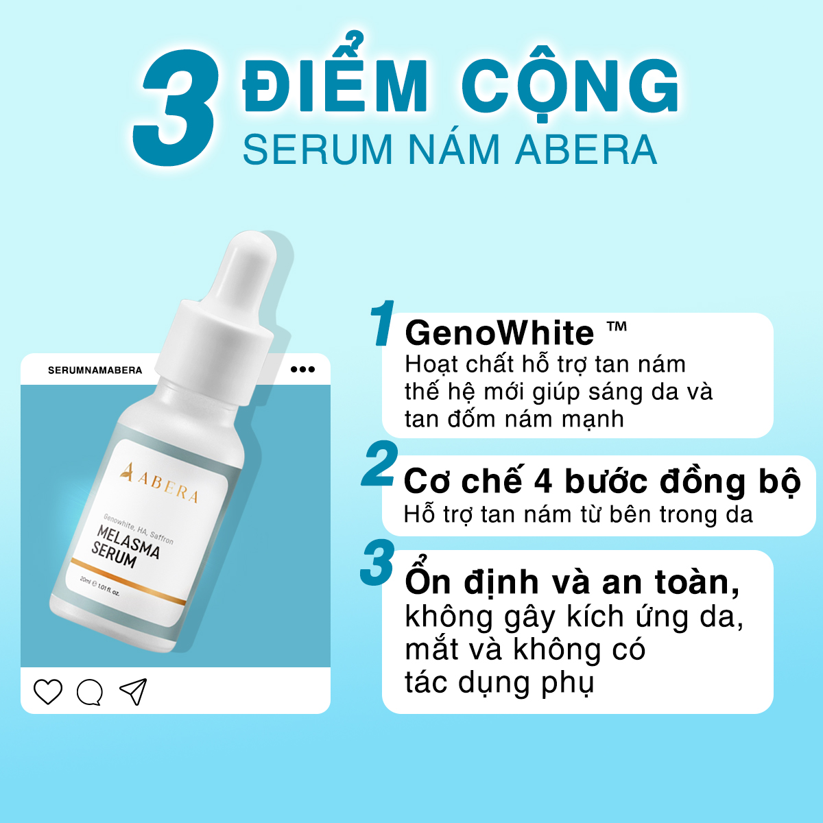 Serum Nám Da Abera - Hỗ Trợ Xoá Nám, Tàn Nhang, Đồi Mồi Lâu Năm