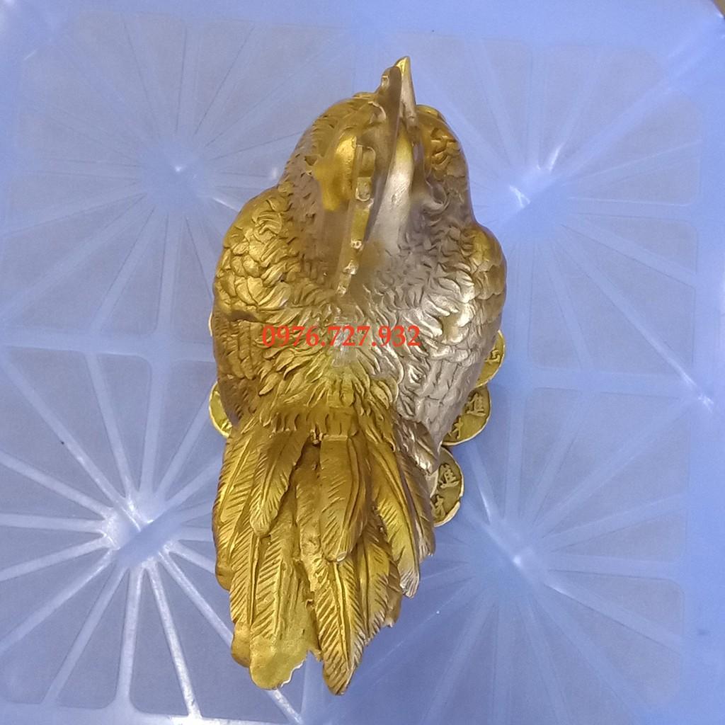 tượng gà đồng, gà trống phong thủy, gà chữ phúc cao 19cm