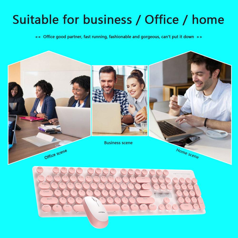 2pcs N520 Wireless Mechanical Gaming Keyboard + Mouse 104 Keycaps with 1800dpi Optical Mice Kit for PC Laptop