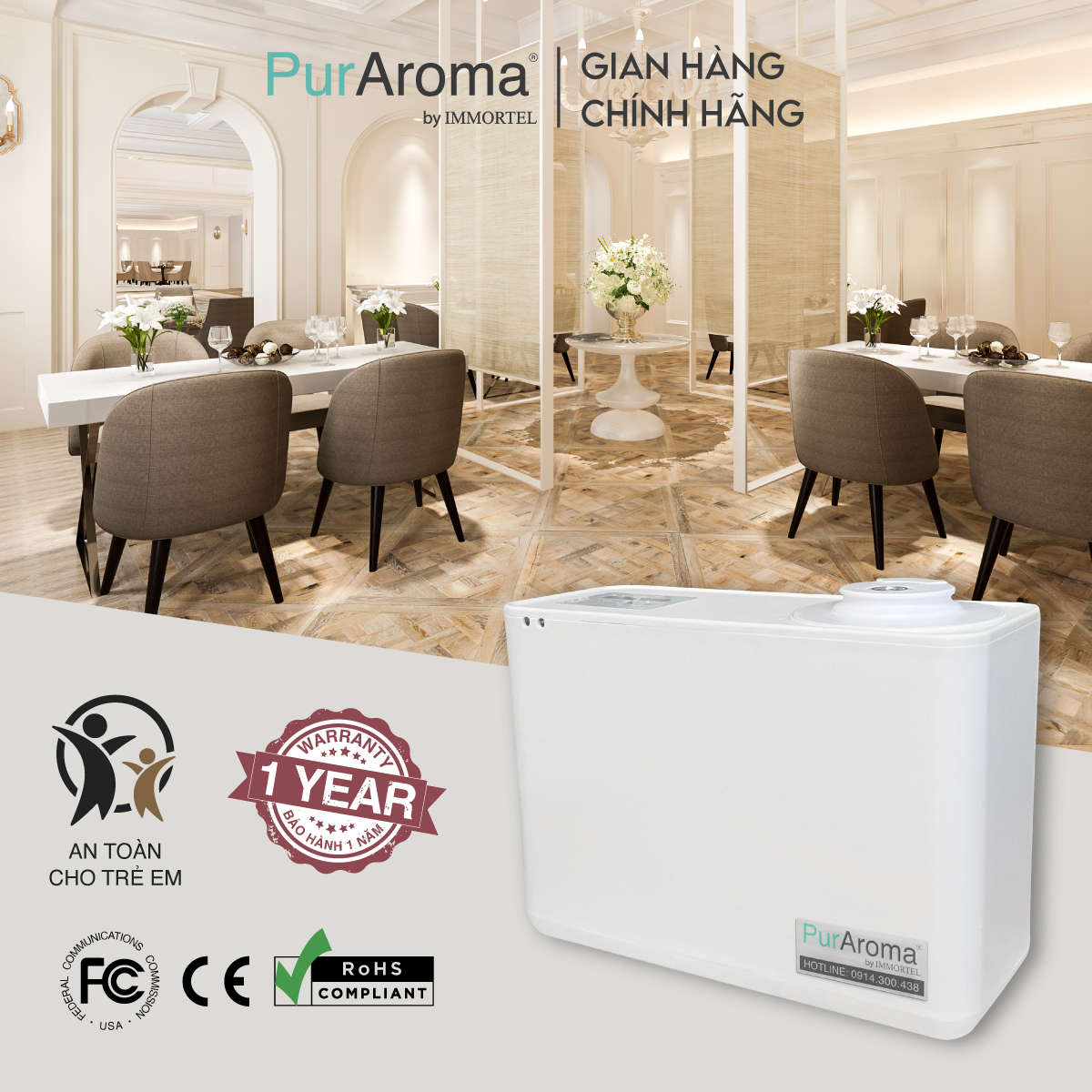 Máy Khuếch Tán Công Nghiệp PurAroma APA 6 - Công Nghệ Nano Khuếch Tán Siêu Âm