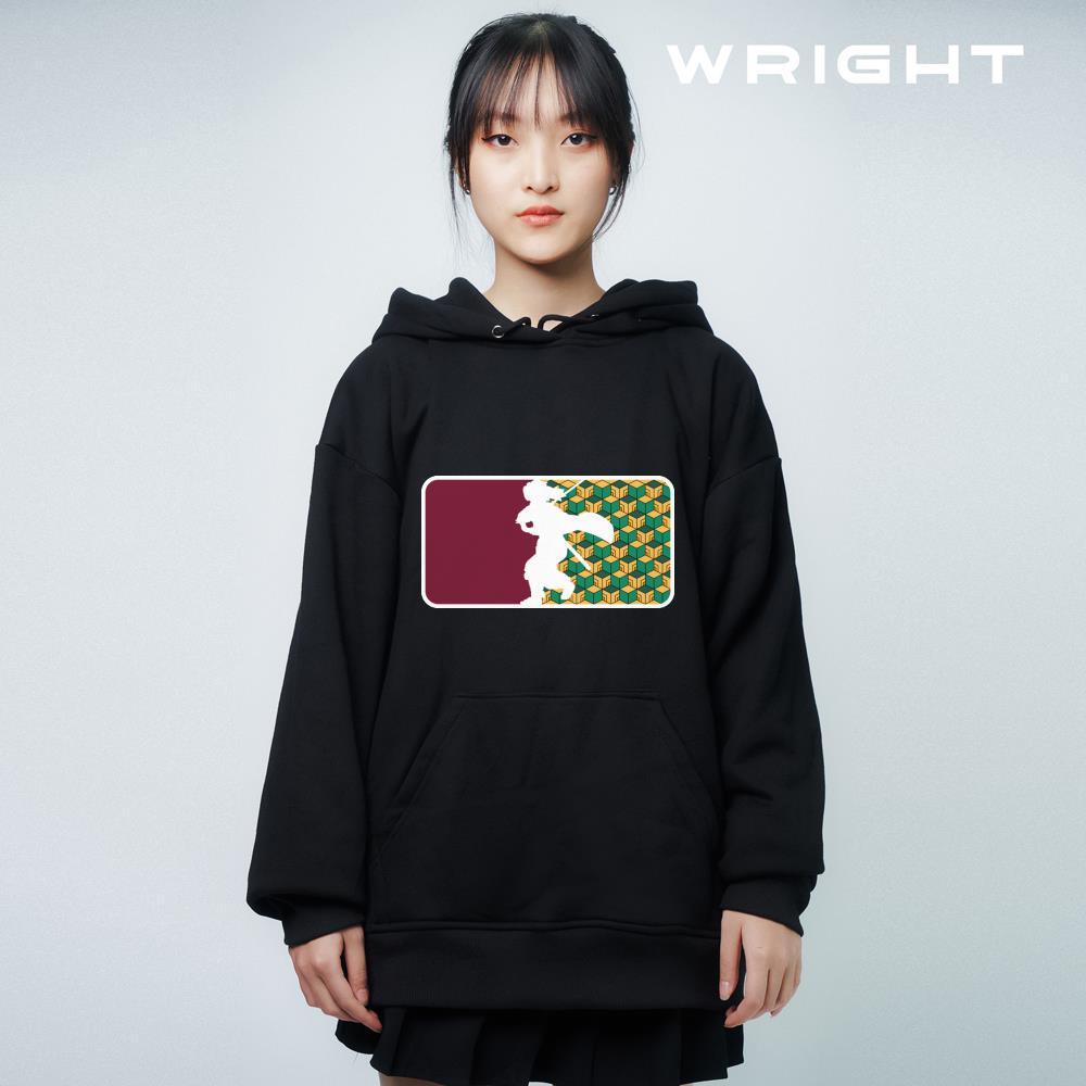 Áo hoodie anime team water 2 họa tiết đỏ xanh demon slayer wright oversize unisex