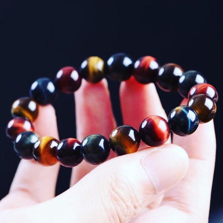 Vòng Phong Thủy - Vòng Phong Thủy Đá Mắt Hổ Đa Sắc Tròn Trơn 8mm V308-8