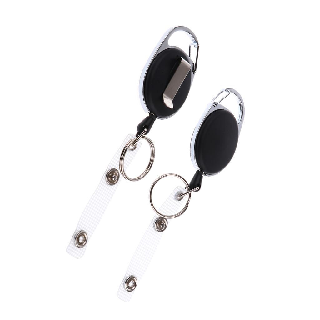 2pcs Key Retractable Clip Keychain Pull Reel Key Ring ID Cards Badge Holder