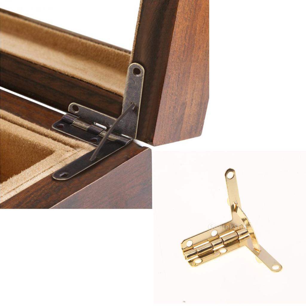 20pcs 90 Degree Support Spring Hinge Door Hinges for Jewelry Wine Box Gold