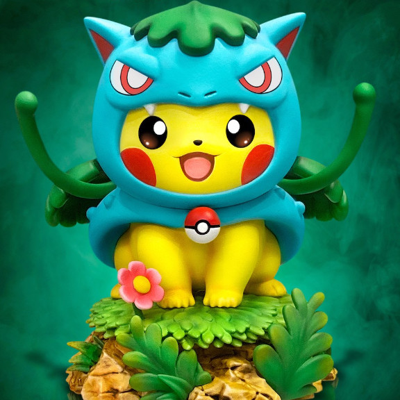 Mô hình Pokemon gapcha Chibi Pikachu khoát áo Fushigidane Ếch kỳ diệu 2059 8-3