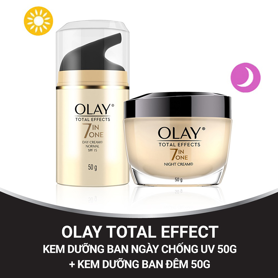 Combo Kem Dưỡng Da Ban Ngày Và Ban Đêm Olay Total Effects 50G