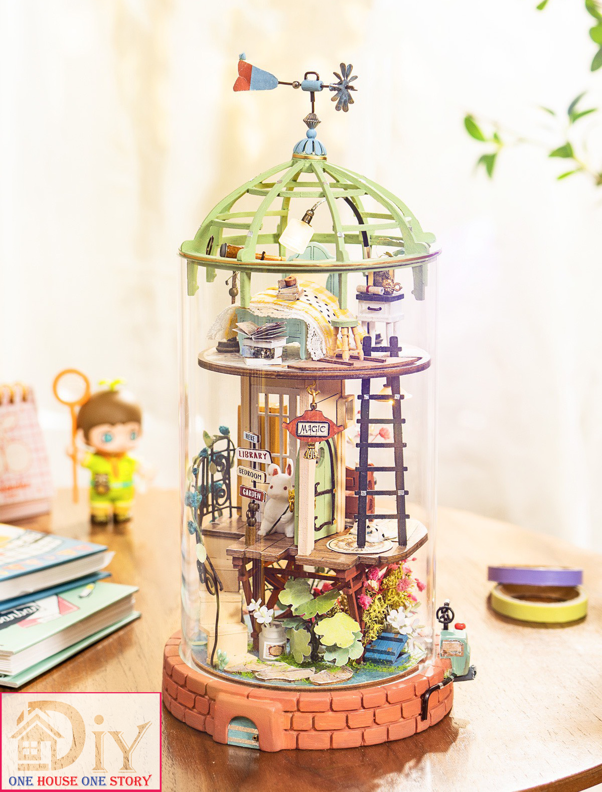 Mô hình chụp thủy tinh tự lắp ráp bằng gỗ 3D THẾ GIỚI HUYỀN ẢO - DOMED LOFT mã số DS001 - Quà tặng sinh nhật giáng sinh tự làm