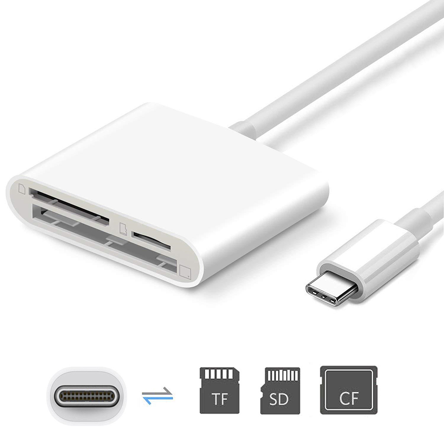 Đầu đọc thẻ USB Type C OTG cho thẻ nhớ CF/SD/TF