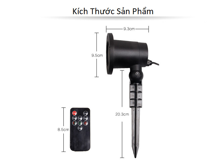 Đèn laser sân khấu tự xoay chắc chắn, chống nước ( Chiếu hình trái tim, hoa văn, hình sao ) - TẶNG 02 NÚT KẸP CAO SU GIỮ DÂY ĐIỆN CỐ ĐỊNH