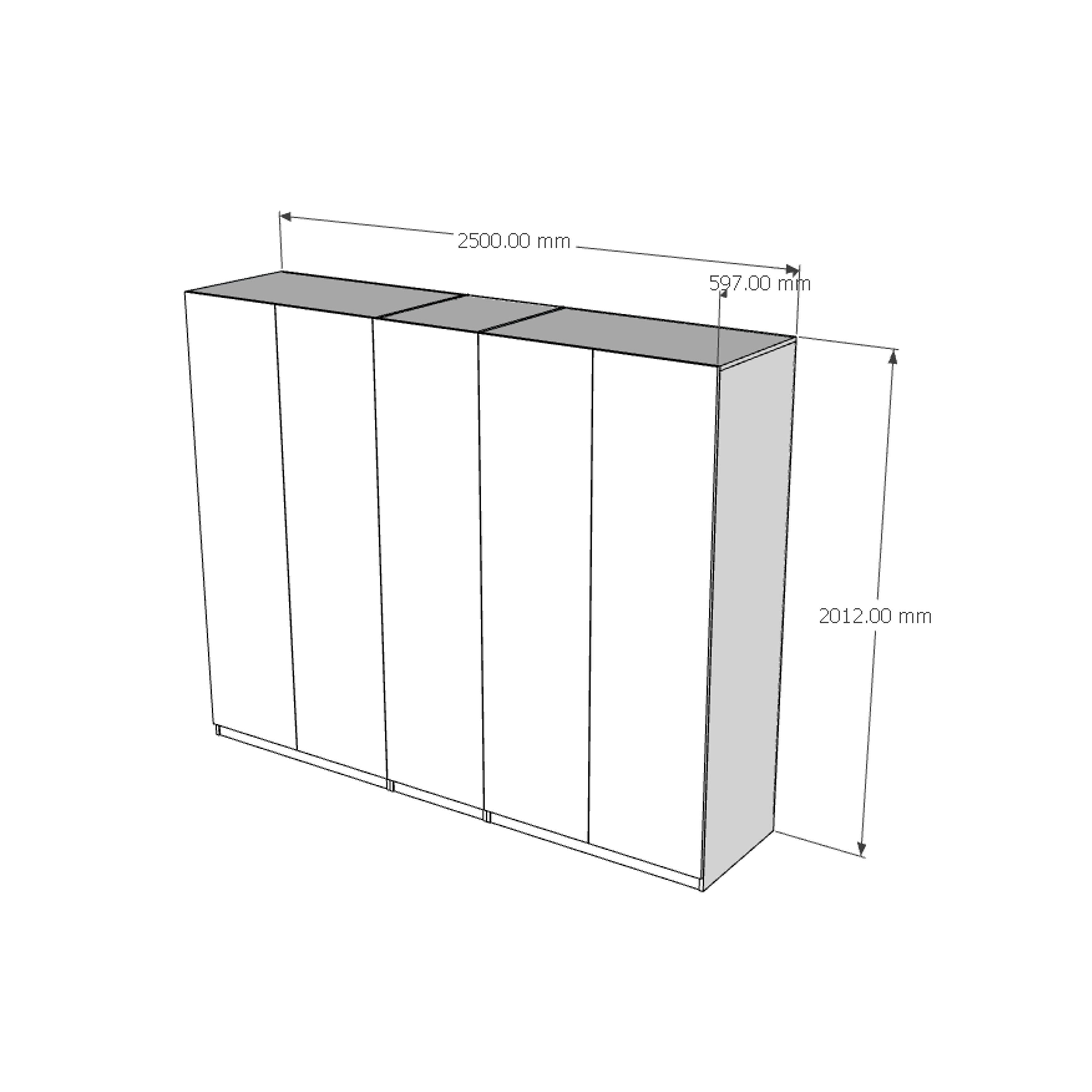 [Happy Home Furniture] SCANDINA, Tủ quần áo 5 cửa mở 2m5x2m ,250cm x 60cm x 201cm ( DxRxC), TCM_091