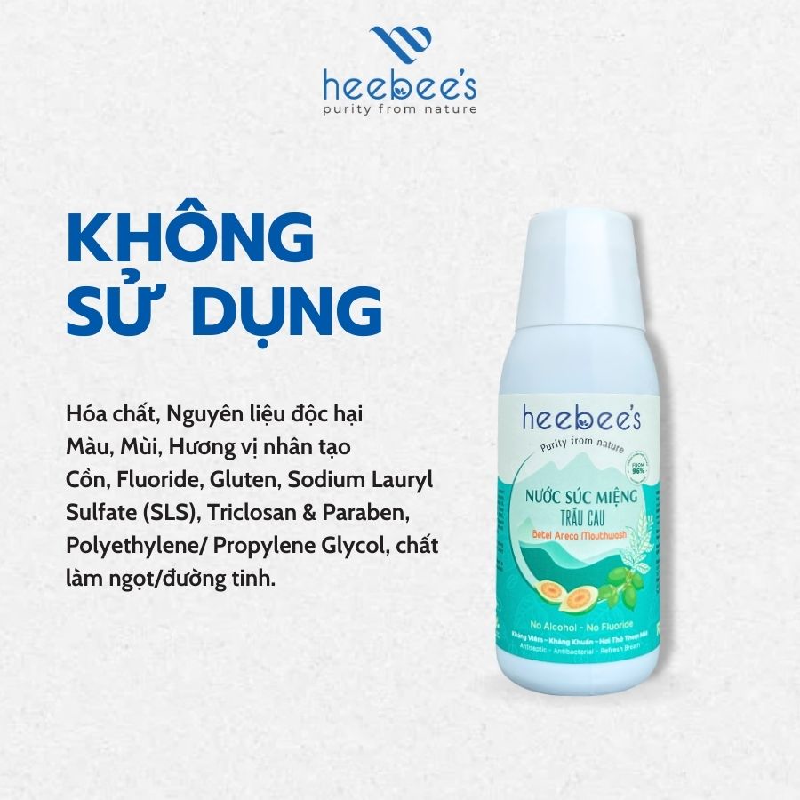 Nước Súc Miệng Trầu Cau Heebee's 150ml - Làm Sạch Khoang Miệng, Giảm Hôi Miệng, Ngừa Vi Khuẩn