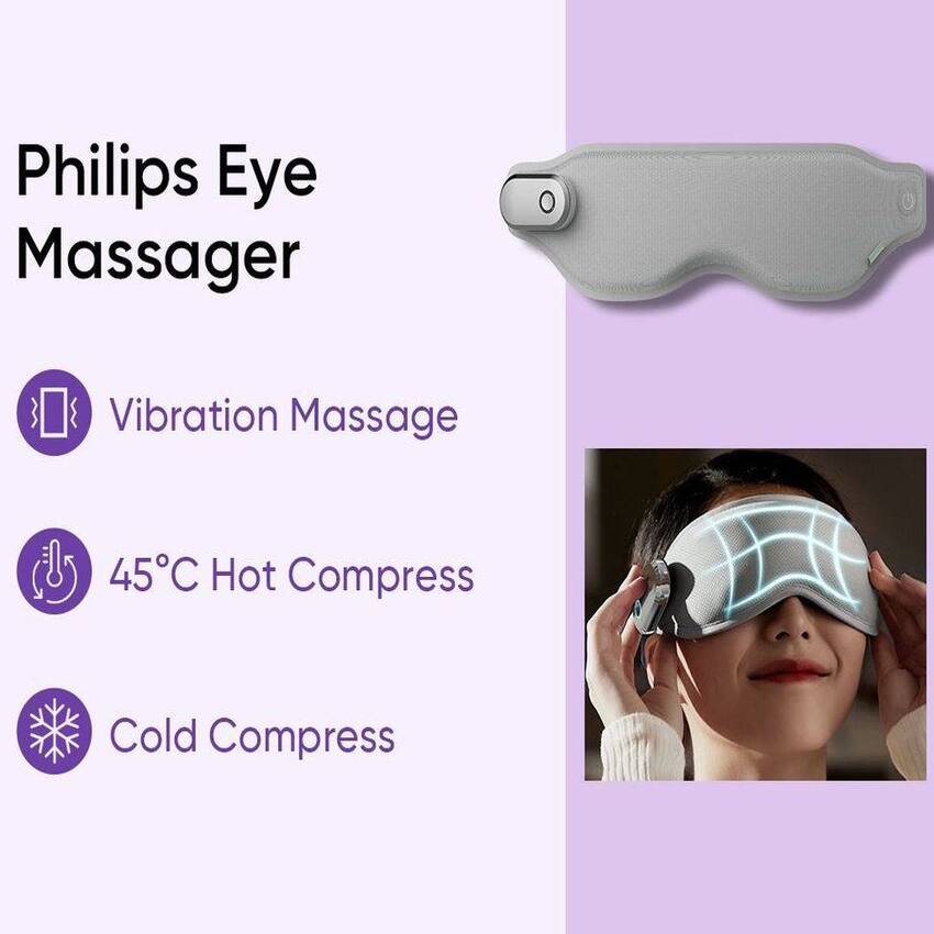 Máy massage mắt nóng và lạnh công nghệ 3Dsuit và VibWave. Thương hiệu Philips Hà Lan cao cấp PPM3101E - Dung lượng pin: 600mAh - HÀNG NHẬP KHẨU