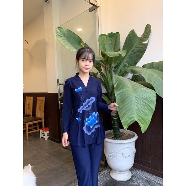 ĐỒ LAM ĐI CHÙA # CTân Lở Hoa in # Đồ Bộ # Quần Áo Nữ % Thun Mát