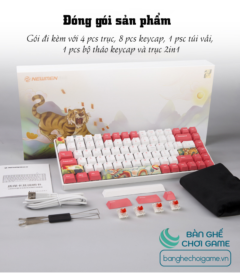 Bàn phím cơ không dây Newmen GM840 Hot Swap Outemu Switch (Blue/ Brown/ Red/ Purple) - Hàng chính hãng