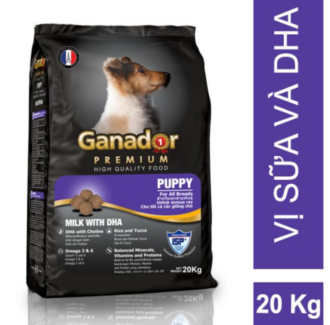 Thức ăn cho chó con Ganador vị sữa & DHA Milk & DHA 20kg