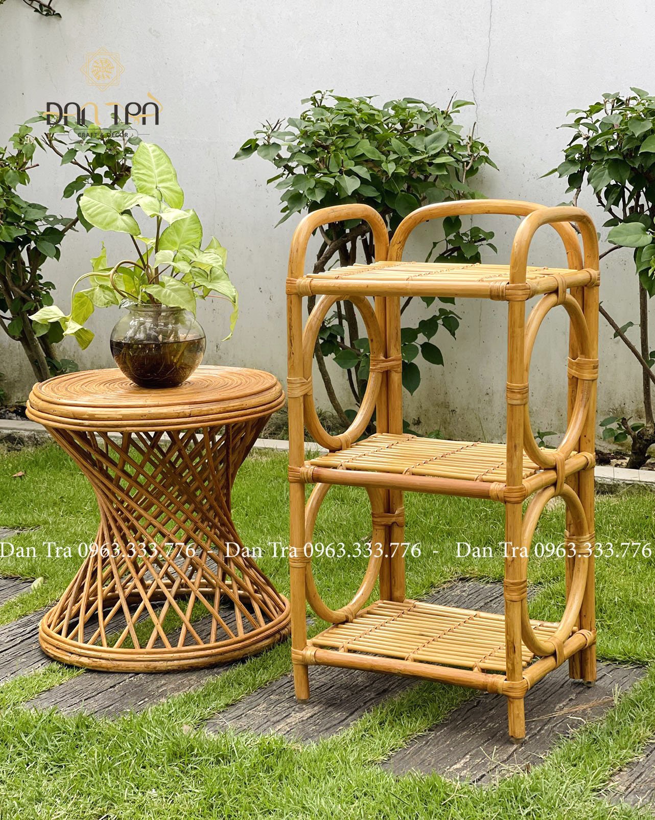 Kệ Mây Decor, Kệ Đựng Sách ĐAN TRÀ, Kệ Mây Decor Phòng Mây Tre Đan