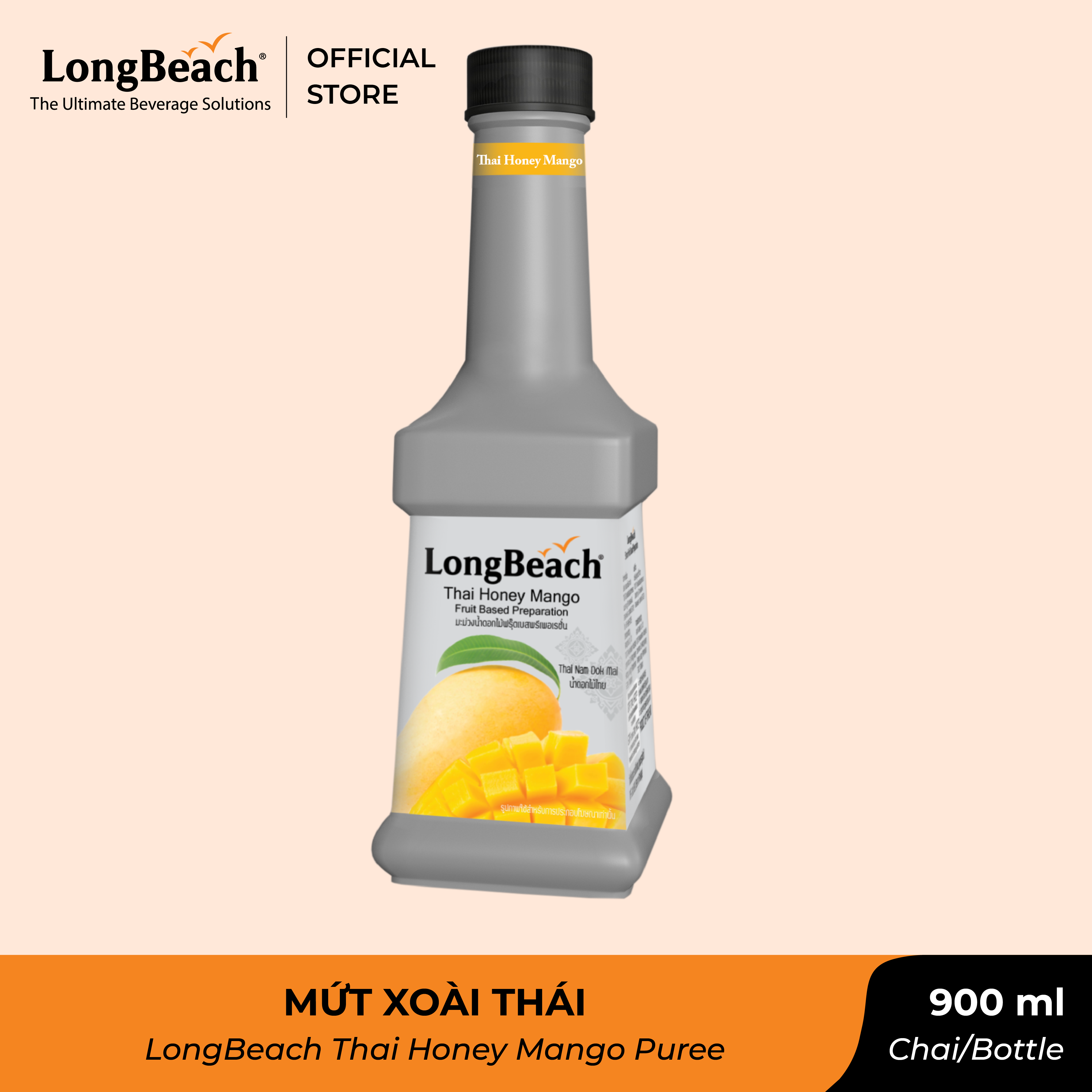 Mứt Xoài Thái - LongBeach Thai Honey Mango Fruit Based Preparation 900 ml