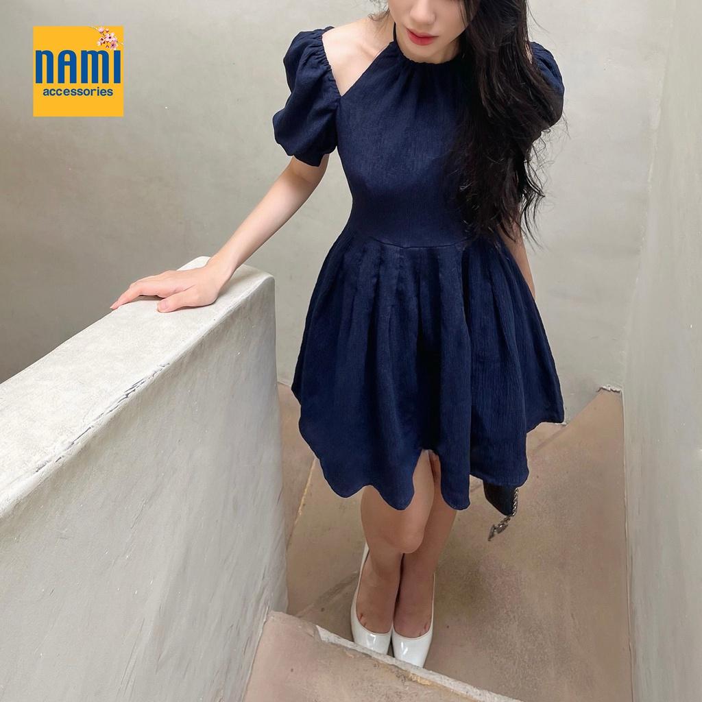 Đầm yếm xoè cột nơ cổ form mini xinh xắn tay rớt gợi cảm NANAMI - ATNU046