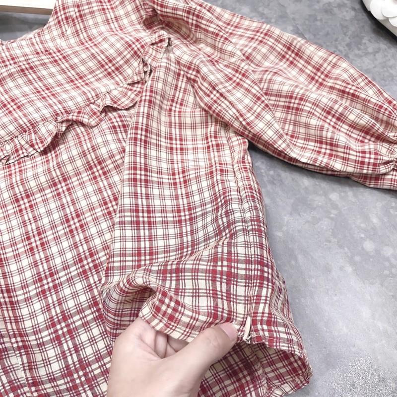 Bán sỉ áo sơ mi kẻ bèo cổ chun tay