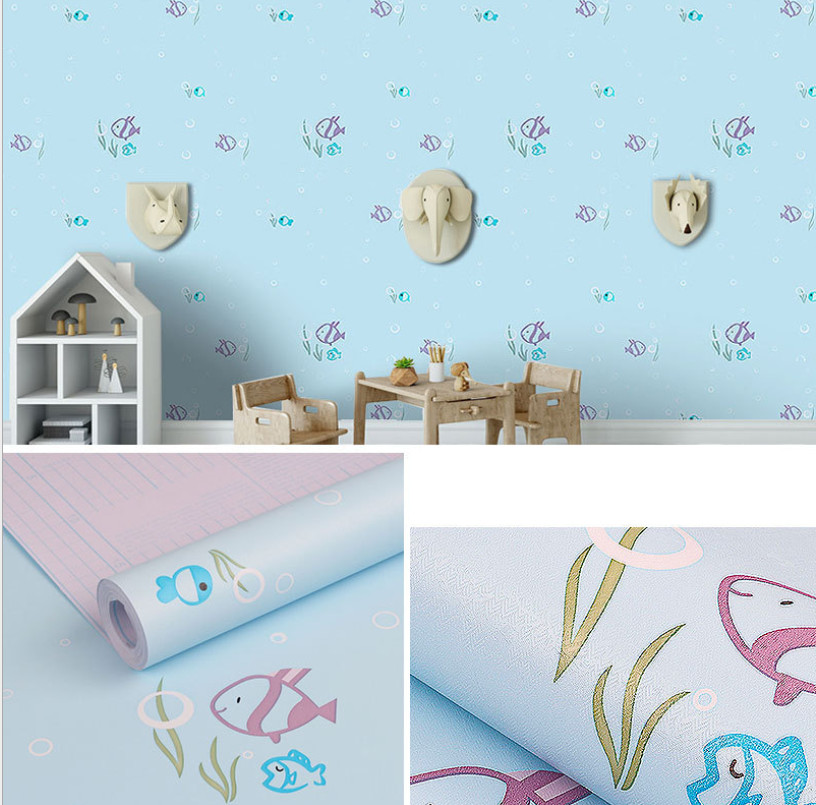 GIẤY DÁN TƯỜNG KHỔ 45CMX10M CÁ XANH DƯƠNG