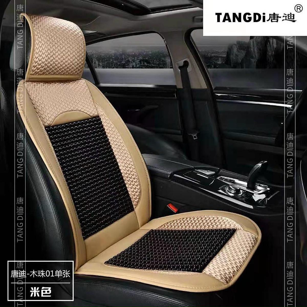 Lót Ghế Ô Tô Hạt Gỗ Cao Cấp Chống Nóng, Chống Trơn Trượt, Hạt Gỗ Massage Cao Cấp - Màu Đen