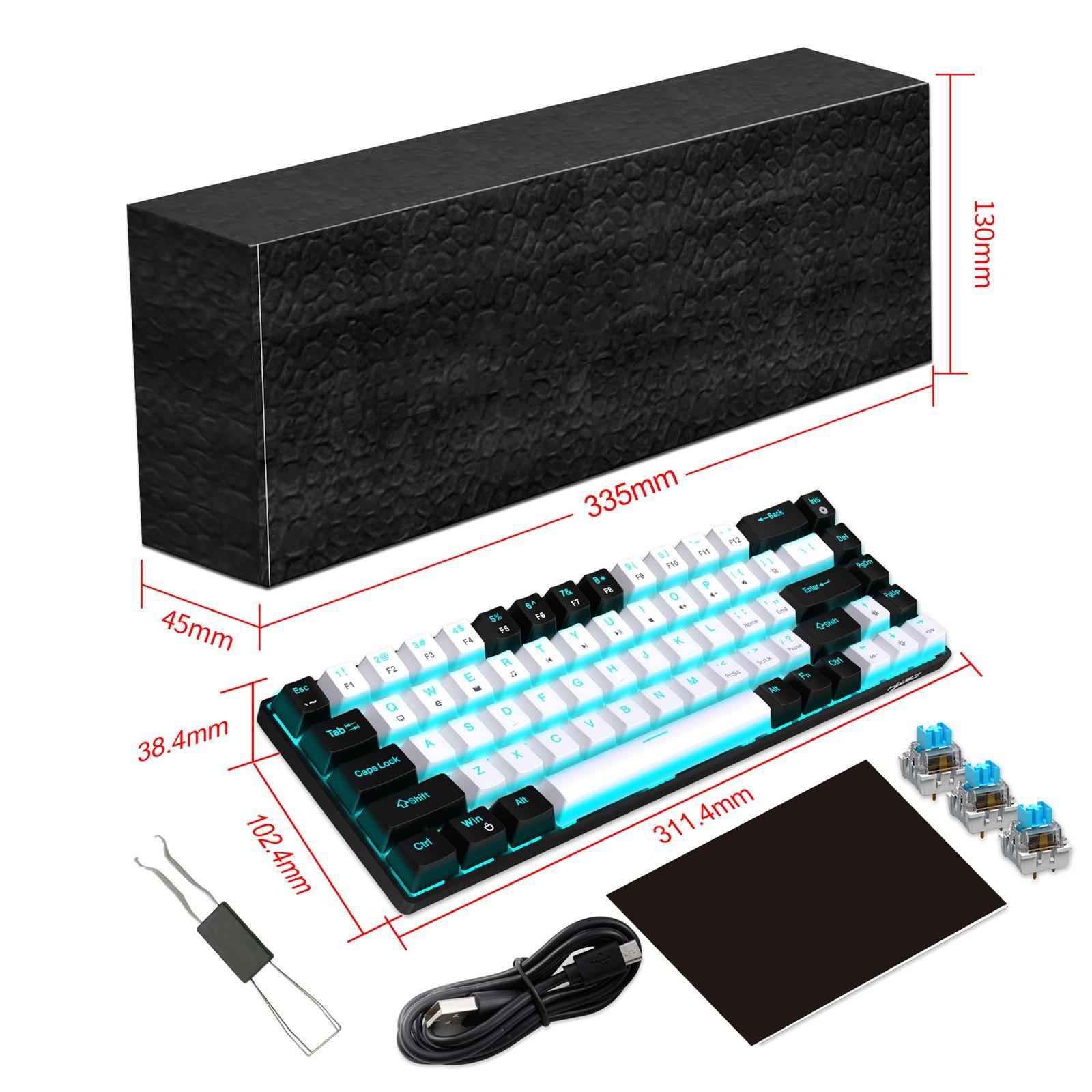Mechanical Keyboard Wired with Blue Backlight Gaming Keyboard for Desktop PC