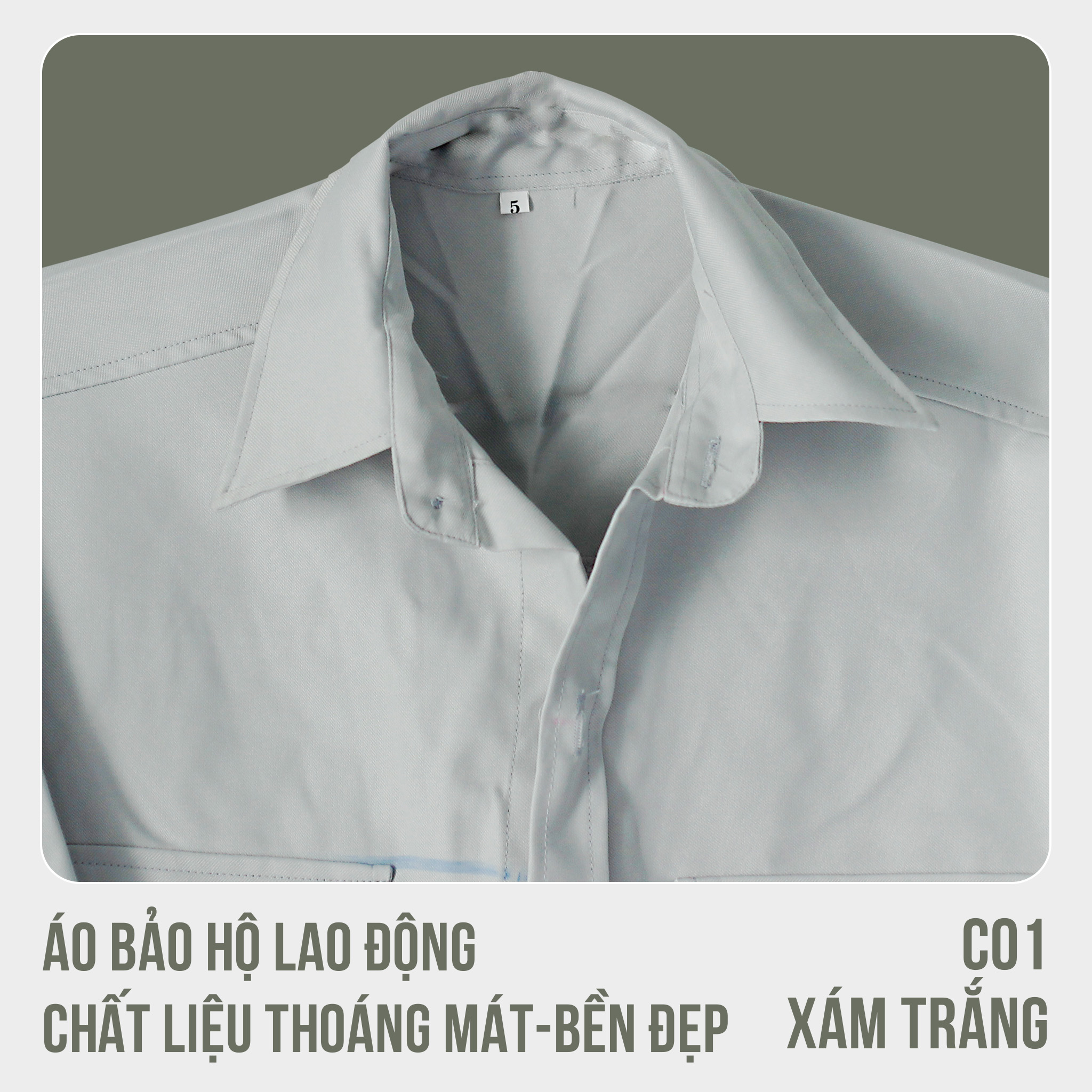 Áo bảo hộ lao động, chất liệu thoáng mát, bền đẹp - Mã C01 ( Xám Trắng)