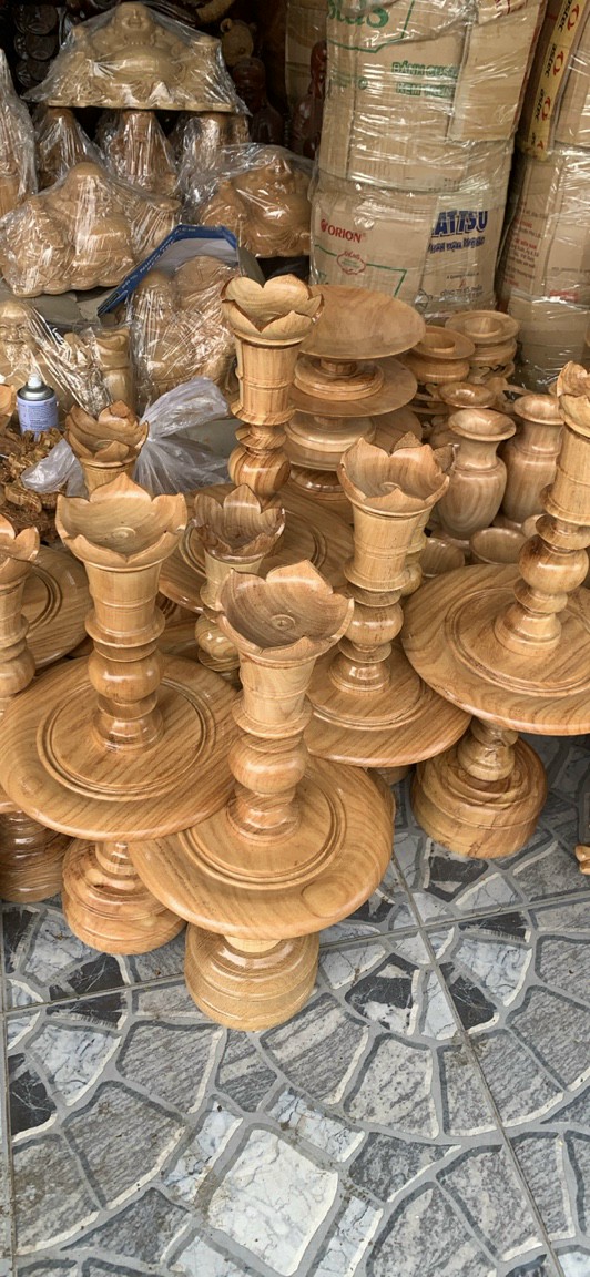 Cặp chân đèn cầy gỗ gõ,cặp chân đèn nến tự nhiên cao 70 cm