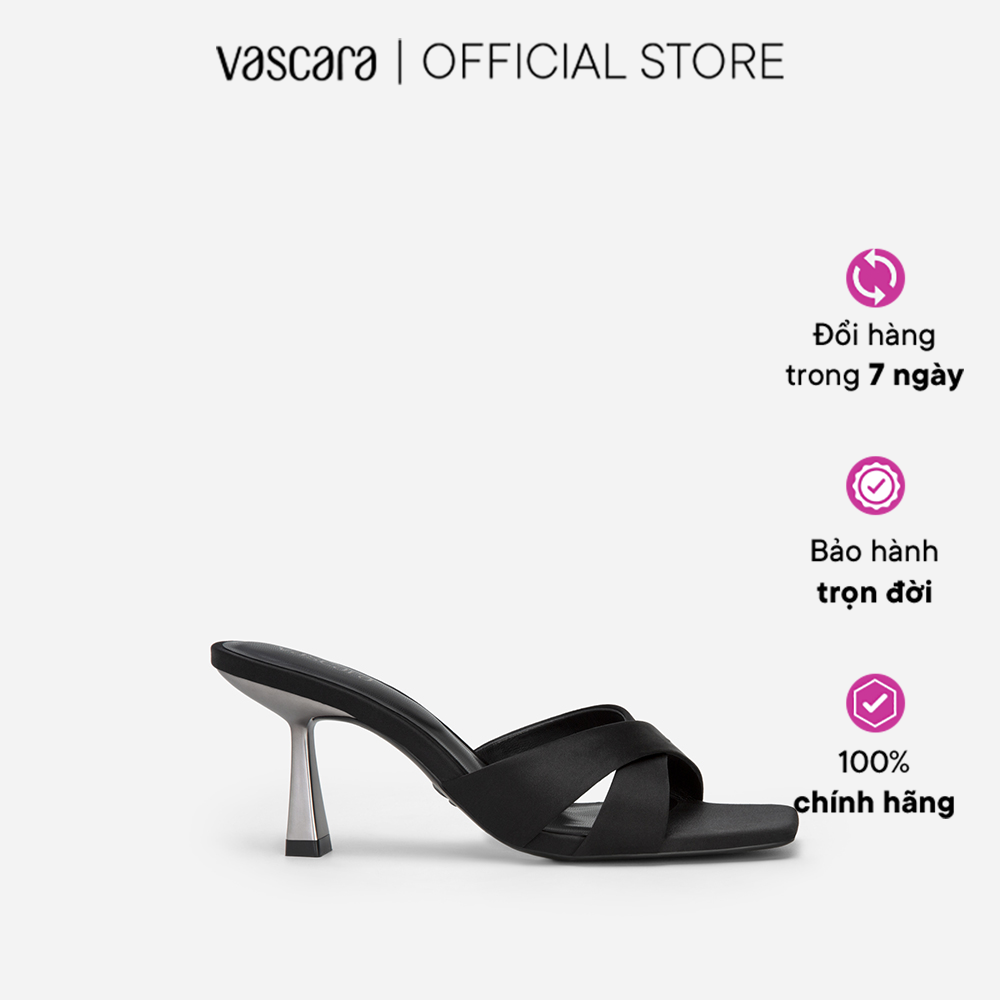 Vascara Guốc Satin Quai Đan Chéo Spool Heel - GNN 0181