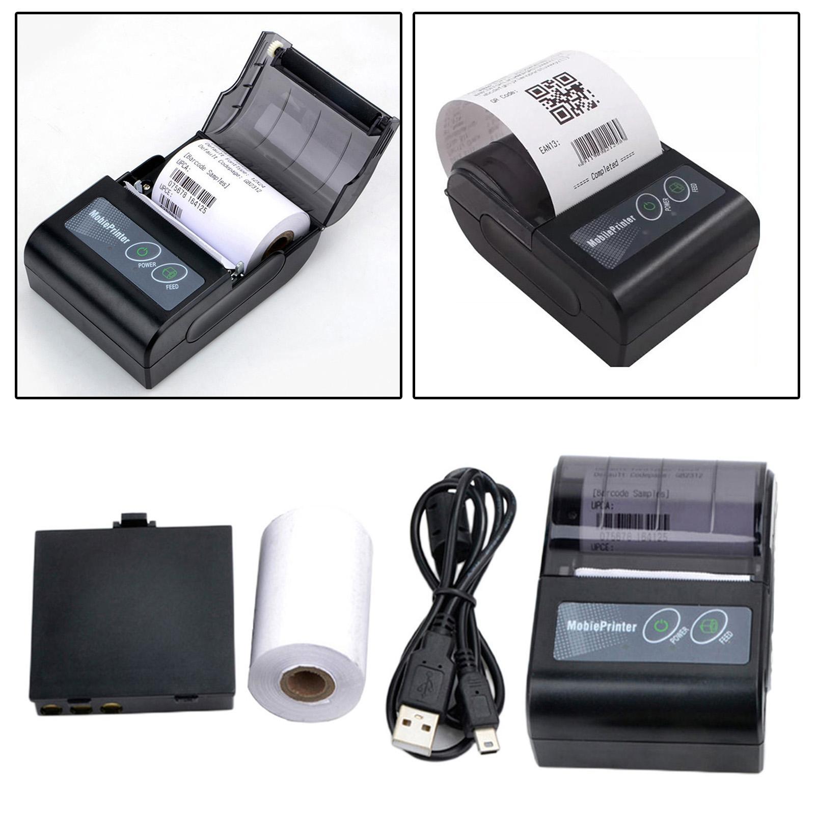 Mini Bluetooth Printer Portable Thermal Receipt Printer Paper Phone