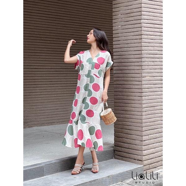 Đầm linen hoạ tiết - Thiết kế từ