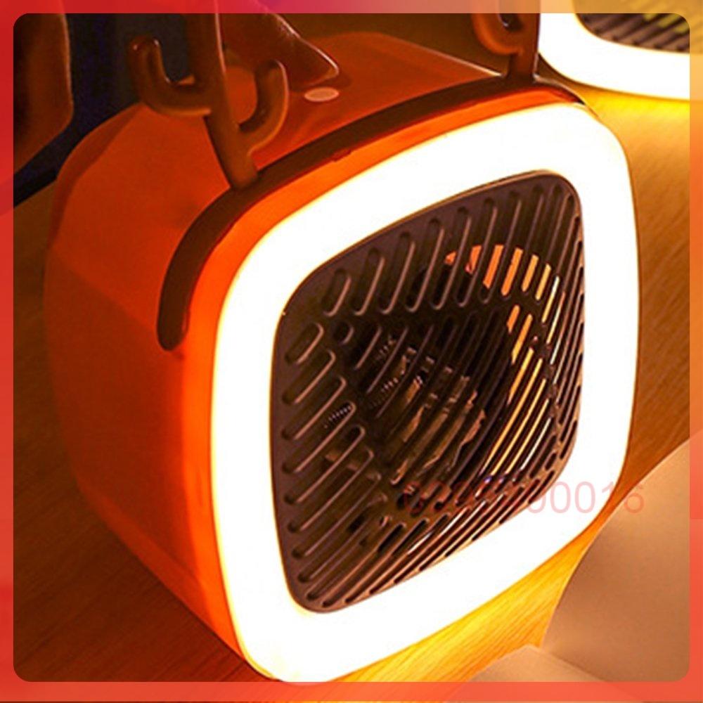 Quạt sưởi mini TAI HƯƠU để bàn học, bàn làm việc kèm đèn led decor công suất 400W - An Toàn Khi Sử Dụng