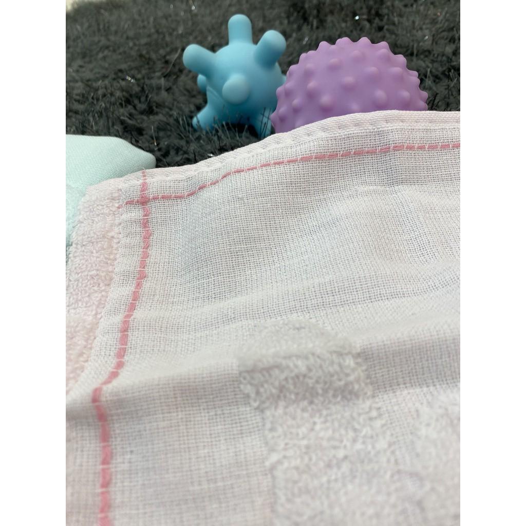 Khăn sữa,khăn vuông,khăn rửa mặt hình con gấu (2 cái) 1160, chất liệu cotton 100% , thương hiệu Aiueo Nhật Bản