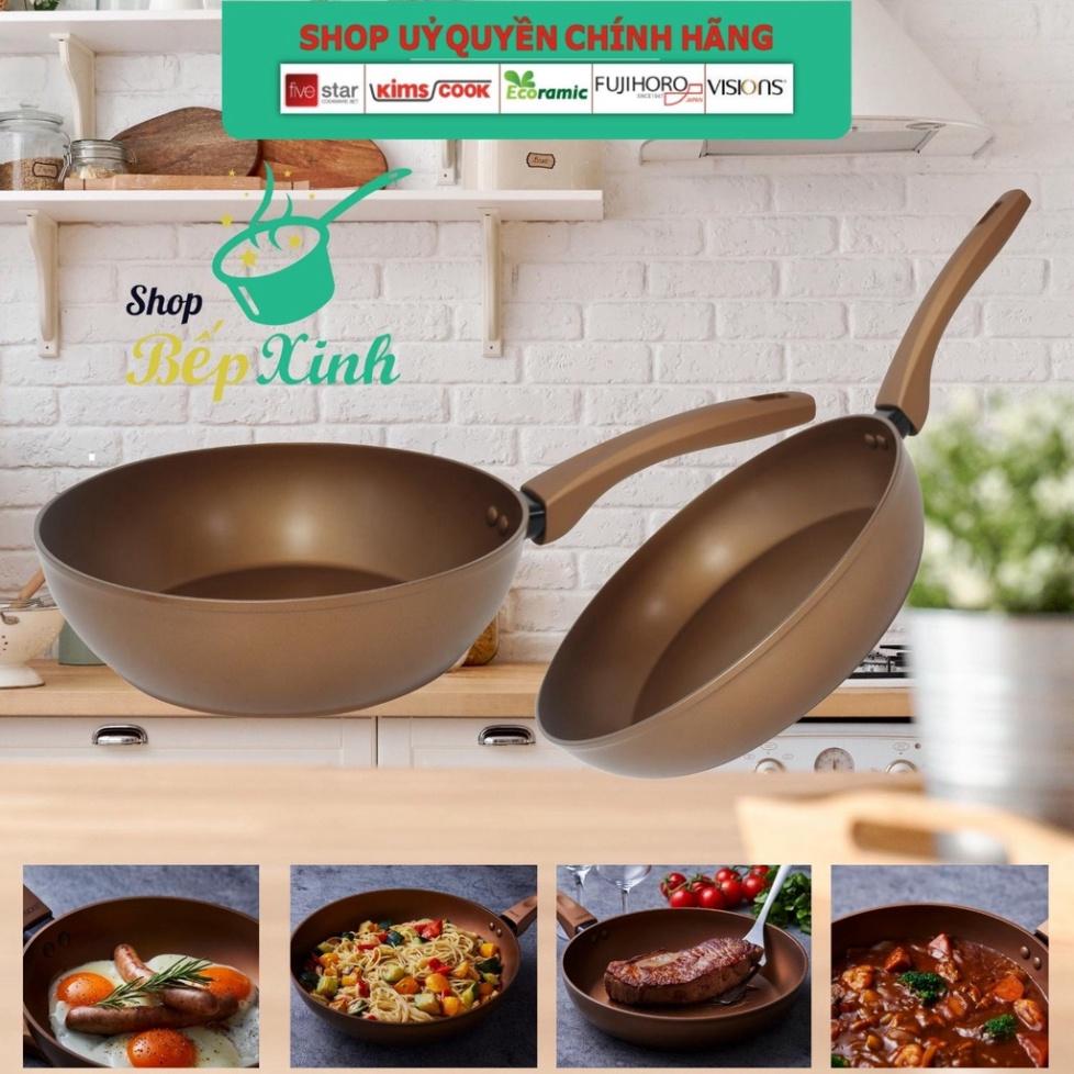 Chảo chống dính ceramic bếp từ Pháp Visions dùng được mọi bếp hàng chính hãng size 18cm -20cm -24cm -26cm -28 cm