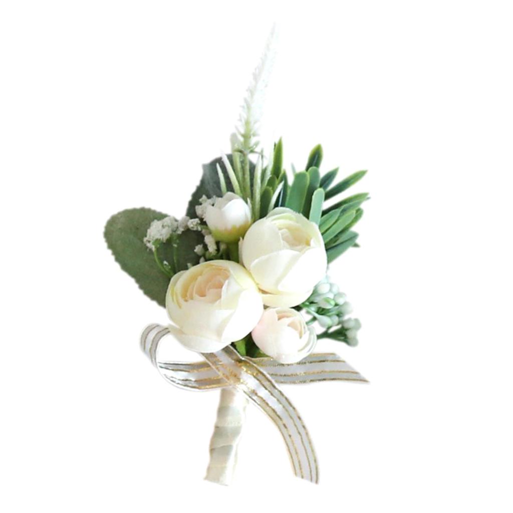 Artificial Flower Bud Boutonniere Wedding Party Groom /Best Man /Bride Maid