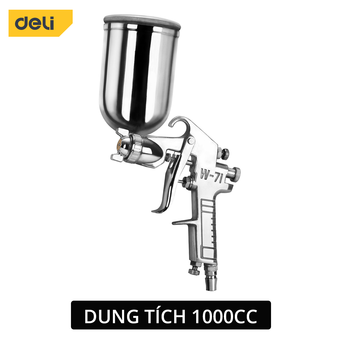 Súng Phun Sơn Deli - Chất Liệu Hợp Kim Nhôm Có Bình xịt Dung Tích 400 - 1000cc - Dùng Sơn Xe Máy, Ôtô, Đồ Gỗ Mỹ Nghệ