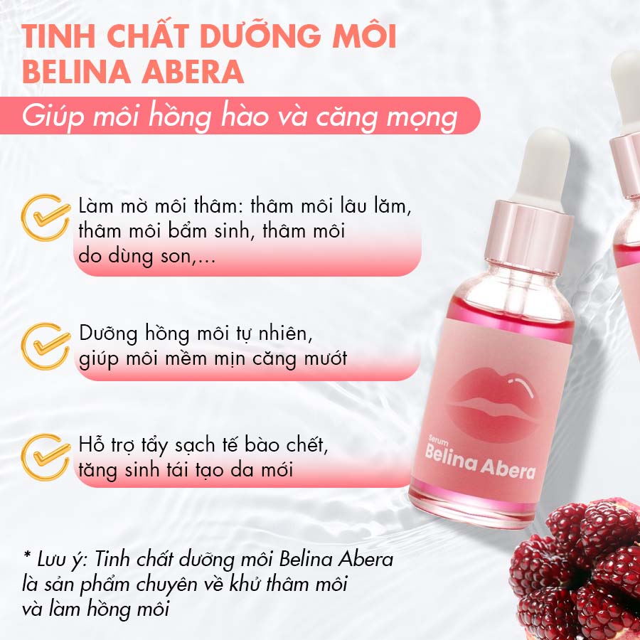 Serum Belina Abera khử thâm môi, làm hồng môi, giảm nứt nẻ môi, khô môi, môi căng mọng