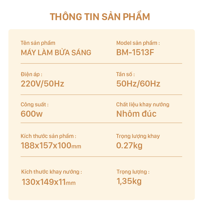 Máy Làm Bánh BIYI BM1513F- Hàng Chính Hãng