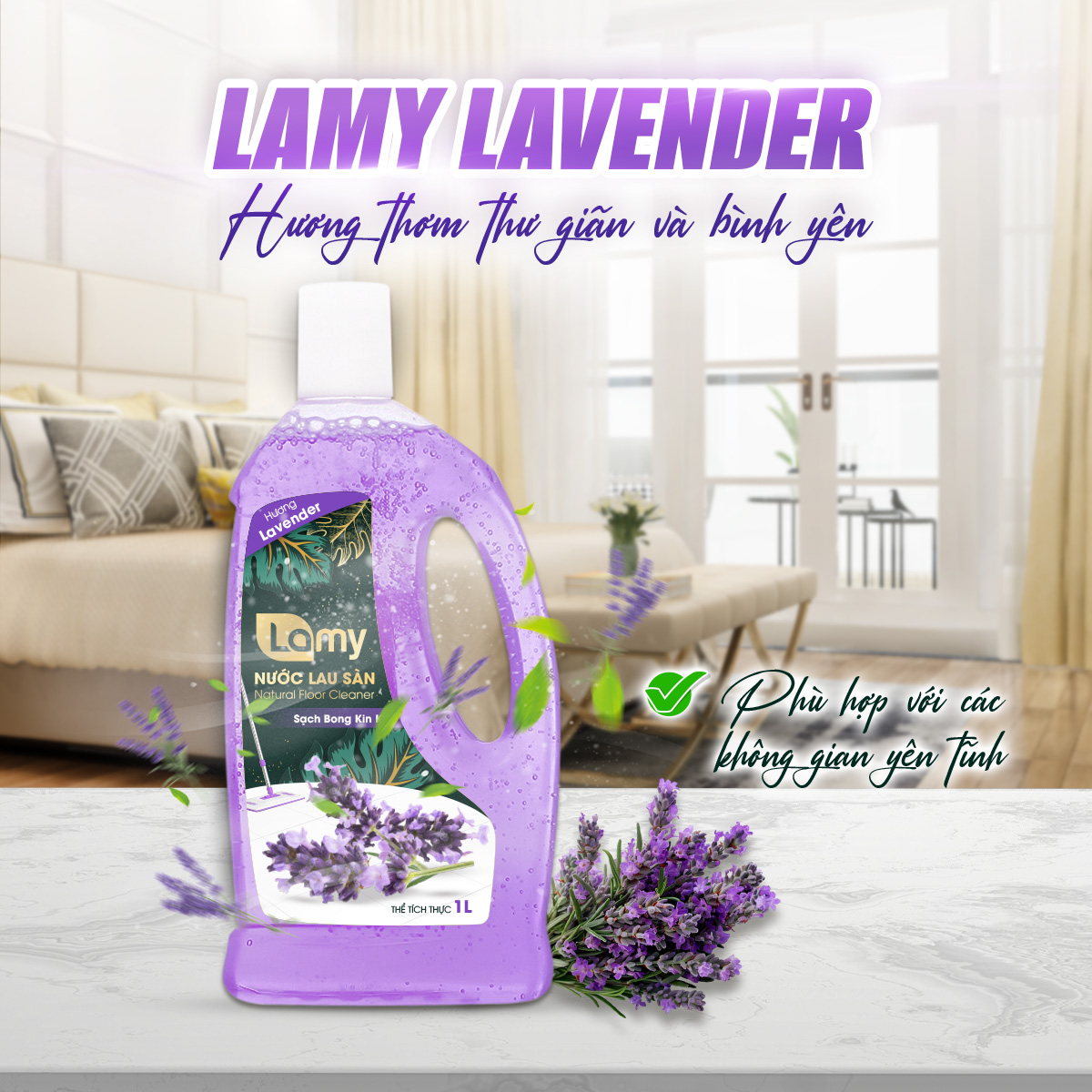 Thùng 04 Chai Nước Lau Sàn Giúp Làm Sạch Mọi Bề Mặt Kháng Khuẩn Xua Đuổi Côn Trùng Chai 1L