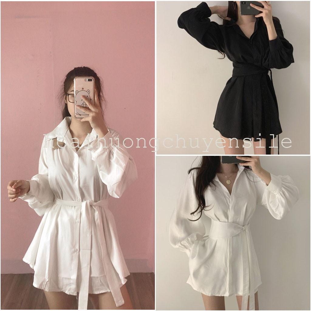Lịch sử giá Set váy sơ mi đen kèm đai da cập nhật 52023  BeeCost