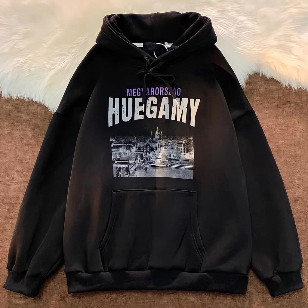 Áo Hoodie Nỉ Ngoại Dây Rút Nam Nữ Unisex HUEGAMY